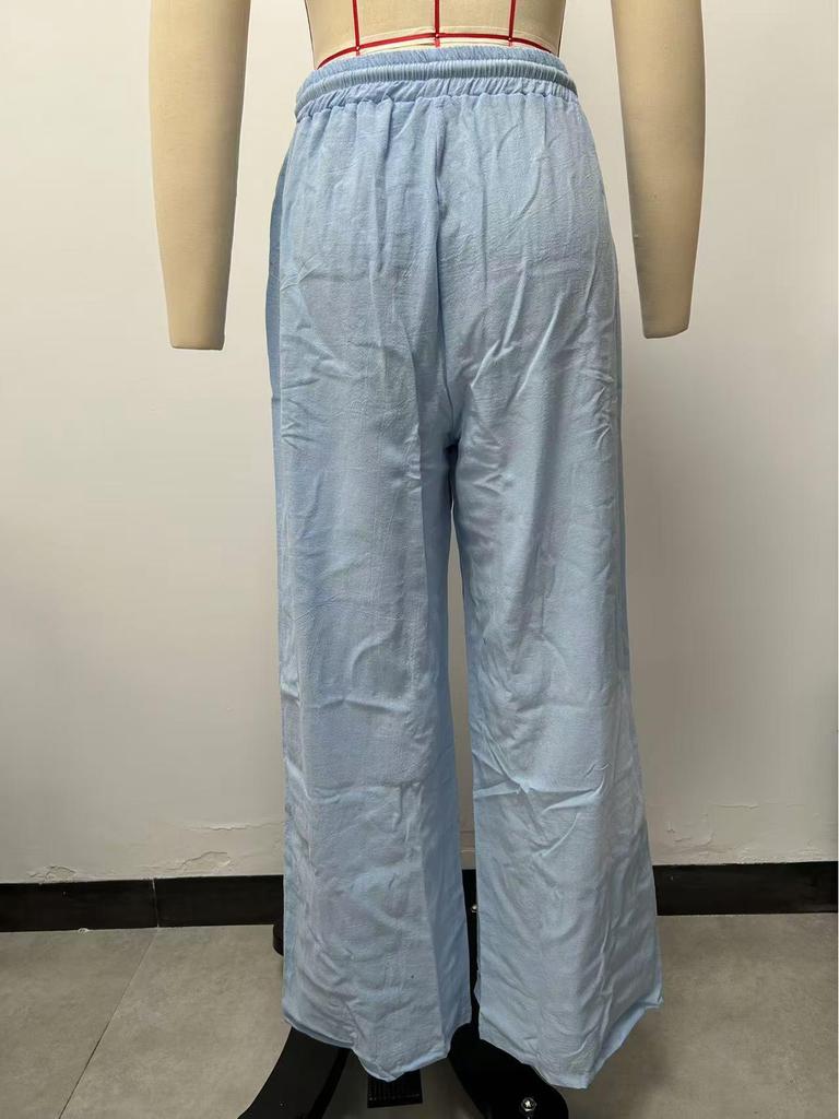 Dámské ležérní kalhoty s mikropřechodem, stahovací šňůrkou a širokými nohavicemi (2025)