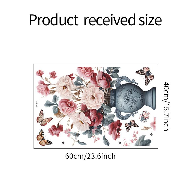 

Нарисованные цветы бабочка винтажная ваза гостиная крыльцо украшение дома настенные наклейки 40*60CM/fun-e11