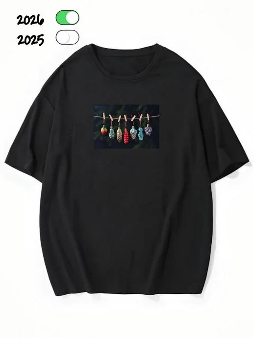 Oversized T-shirt with a New Year s print 3XL