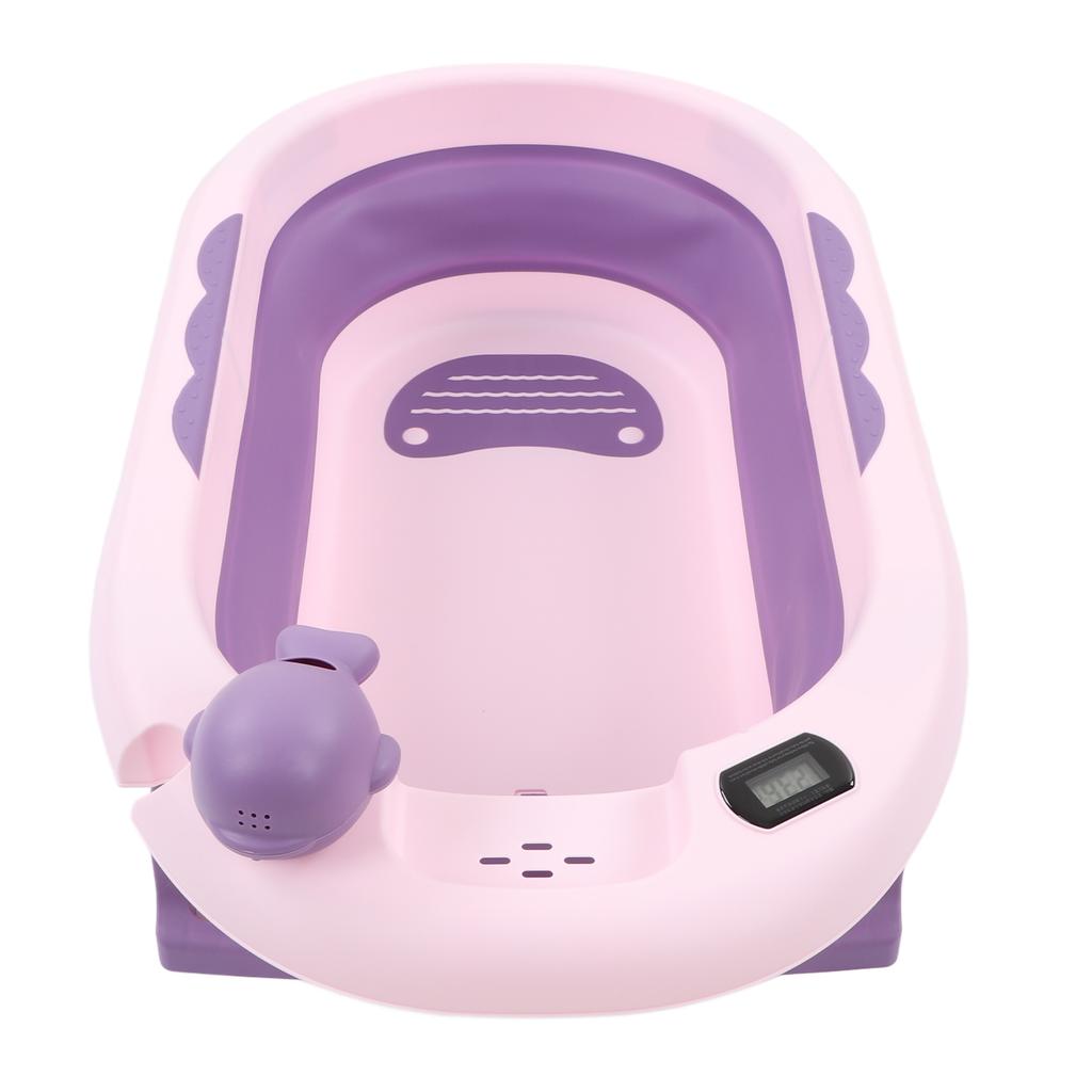 Baby Temperature Sensing Bathtub Foldable Thicked Sitting Lying Bath Bucket with Drain Hole L