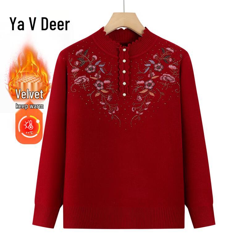 

Yalu Women s Embroidered Fleece-Lined Knit Sweater 2XL