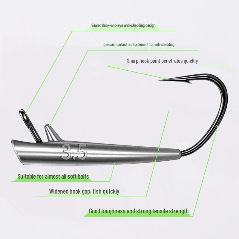 Ozark Anti-Snag Micro Jig Head Soft Bait Hook for Universal Outdoor Fishing