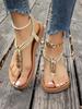 Fashion Flat Sandals Female National Style 2 Spring New Internet Celebrity Fashion Toe Beads Roman Beach Shoes