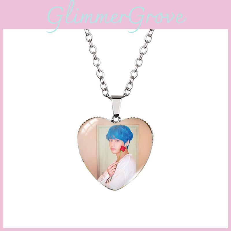 Fashionable Heart Shaped Bts Necklace Pendant With Alloy Metal And Elegant Design