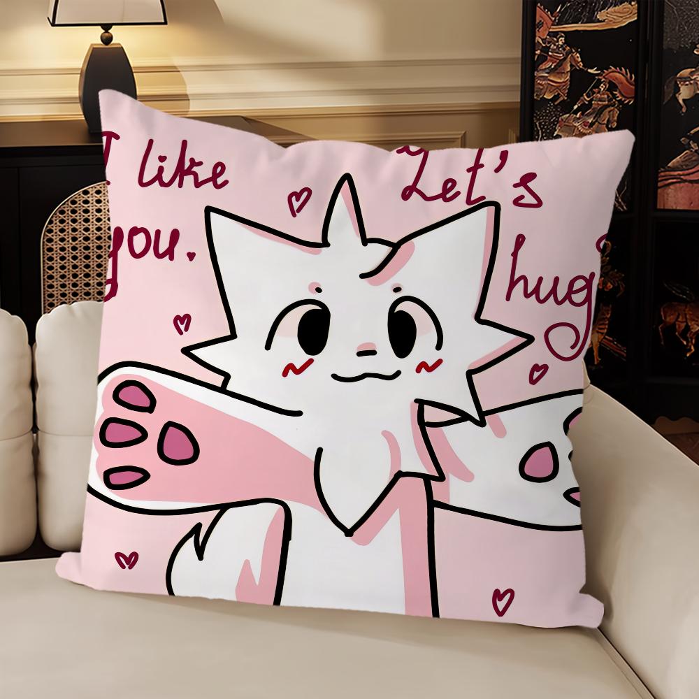 Boykisser Silly Cat Cute Pillow Case Sofa Living Room Bedroom Headboard Backrest Cushion Square Cushion Nap Time