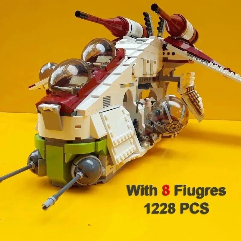 

Hot Toys Star 1228 шт. Республиканский десантный корабль-ганшип Строительные блоки Кирпичики Legoing WARS 75021 Игрушки для детей Подарок на день рождения