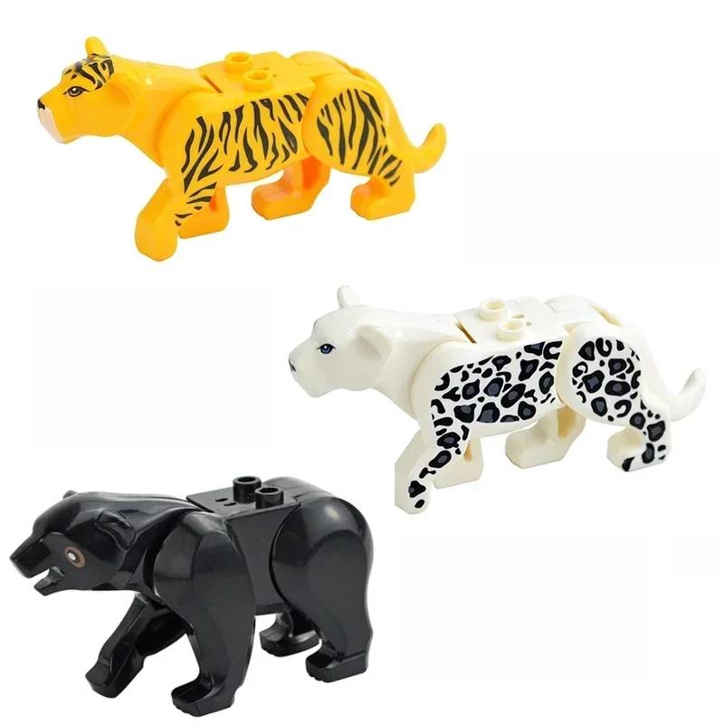 City Animal Building Block Figures Eagle Owl Goat Crocodile Dog Lion Cheetah Parrot DIY Farm Street View Accessories Bricks Gift