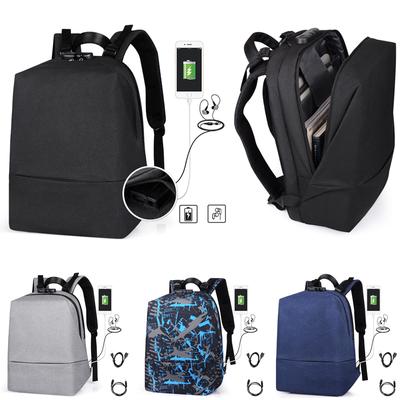Black Men Women Anti-Theft Travel Backpack USB Port Shoulder Laptop School Bag