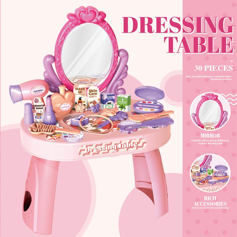 Non-Toxic 30Pcs Kids Dressing Table Toy Children Simulation Home Makeup And Makeup Jewelry Box Pretend Play Toys For Children Birthday Gift