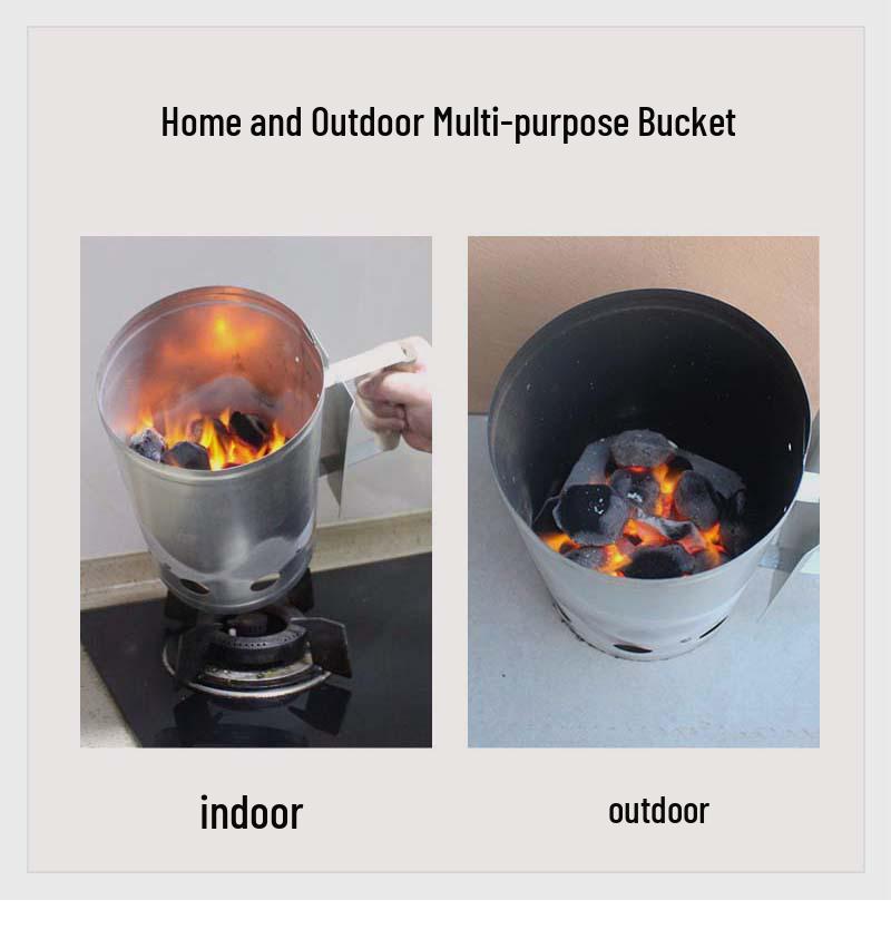 Cubo de Acero Inoxidable para Encendido de Carbón para Parrillas de Exterior