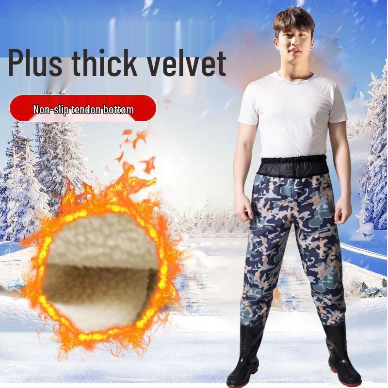 Insulated Waterproof Fleece-Lined Waders: Half-Body, Full-Body, Wear-Resistant Fishing Pants with Leather Reinforced Crotch