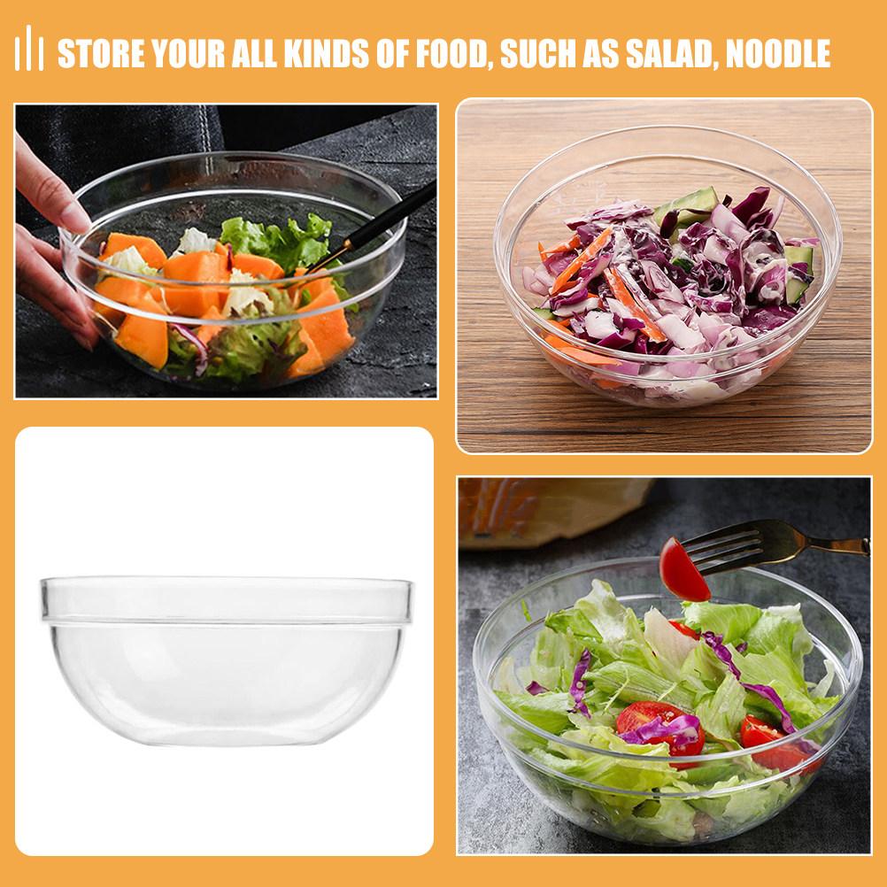 Transparente Salatschüssel PC-Material Große Kapazität Tiefe Servierschüssel für Salat Obst Dessert Nudeln Reis Joghurt Haushaltsküche