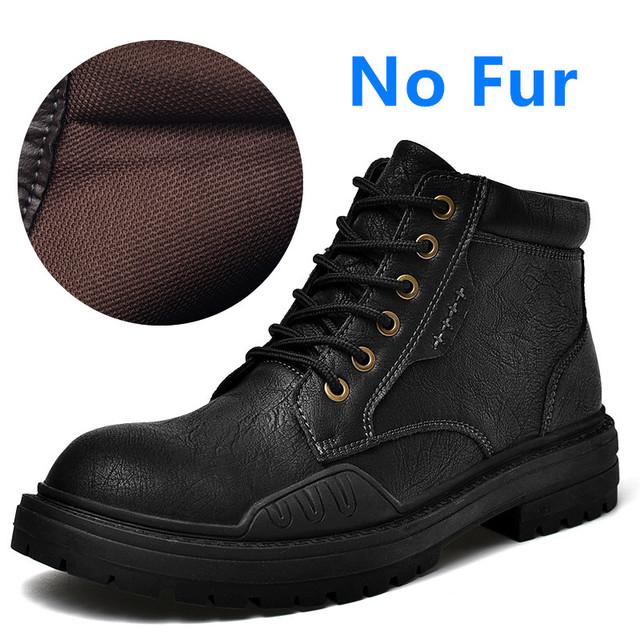 

Мужские ботинки Теплые зимние мужские туфли Кожаные Мужские повседневные кроссовки На шнуровке Обувь на платформе Модные Теплые Снежные Мотоциклетные ботинки 43