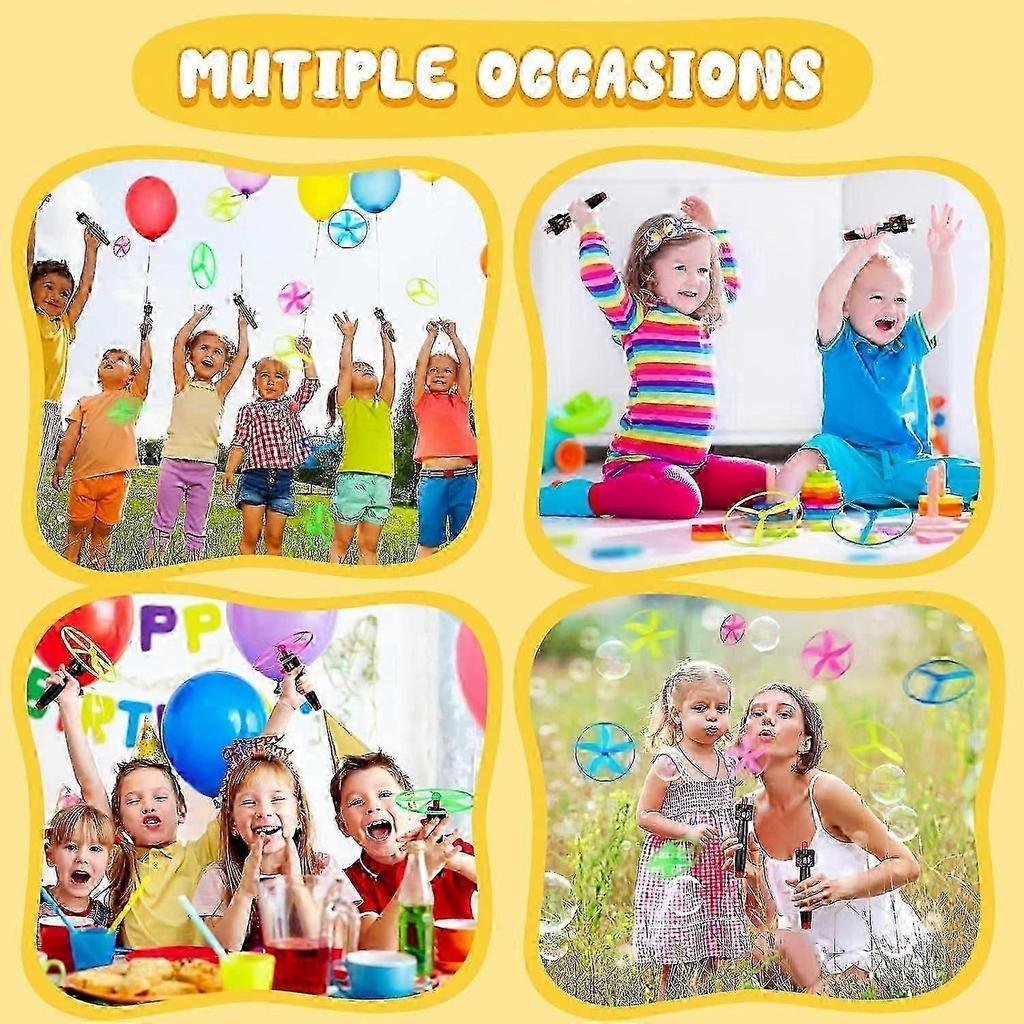 Flying Disc Helicopter Toy Disco Flyers Include 12 String Launchers And 24 Flying Saucer Flying Disc Launcher Toy Flying Toys For Little Teens Outdoor