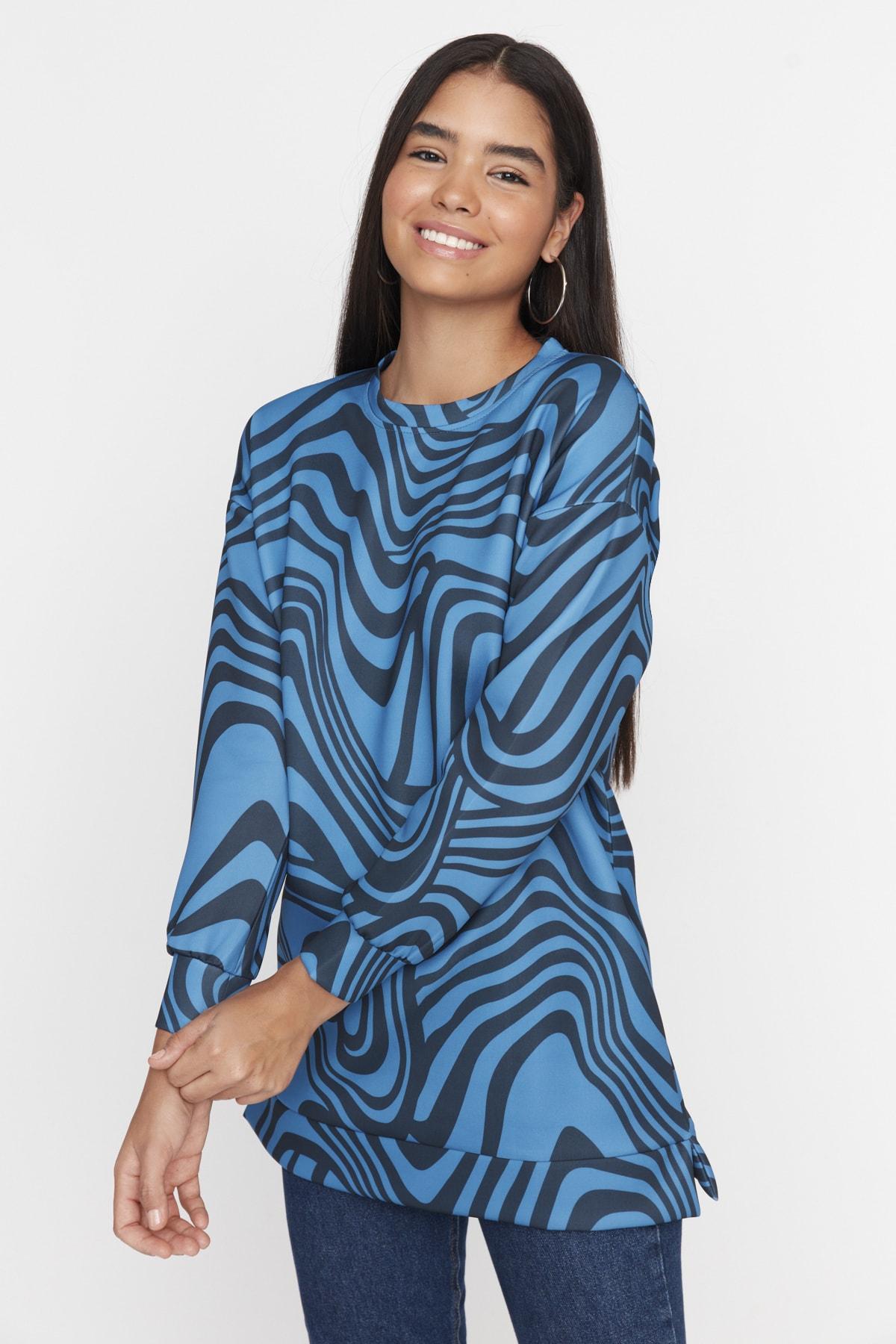 

Синий вязаный свитшот с рисунком аквалангом TCTAW23TW00221..