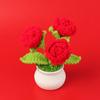 Knitted Rose Flower Potted Creative Crochet Flower Artificial Plant Graduation Gift Wedding Home Decor