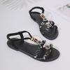 Women's Bohemian Style Sandals, Summer Colorful Woven Beaded Round Toe Comfort Flat Sandals
