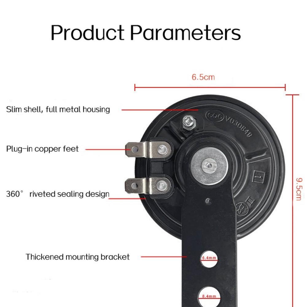 Universal Motorcycle Electric 12V 1.5A/48V 60V 72V 0.2A Round Black Basin Air Horn Motorbike Loud Disc Speaker 105Db,Pack Of 1