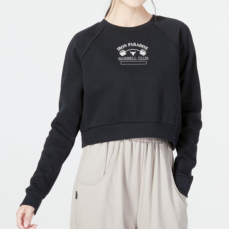 Under Armour Logo Print Crew Neck Long Sleeve Sweatshirt Women Sweatshirt Black 1373600-001