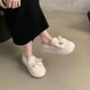 One-pedal Beanie Shoes Women's Winter Velvet Cotton Shoes 2025 New Bow Imitation Mink Hair Shoes Women's Outer Wear