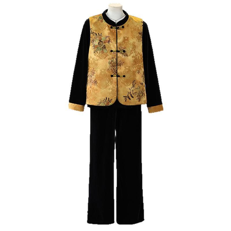 2026 New Chinese Style Velvet Vest Three-Piece Set: Stylish, Slimming, Age-Reducing with Frog Button Embroidery.
