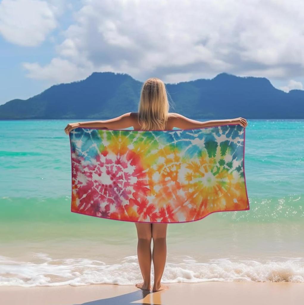 Colorful Sunshine Pattern Beach Towel for Family Stuffs Friends Gifts Quick-Dry For Bath Yoga Tourism Beach GYM Camping Swimming