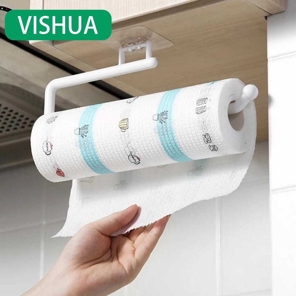Kitchen Paper Roll Holder Towel Rack Bar Cabinet Hanging Rag Holder Shelf Toilet Paper Holders