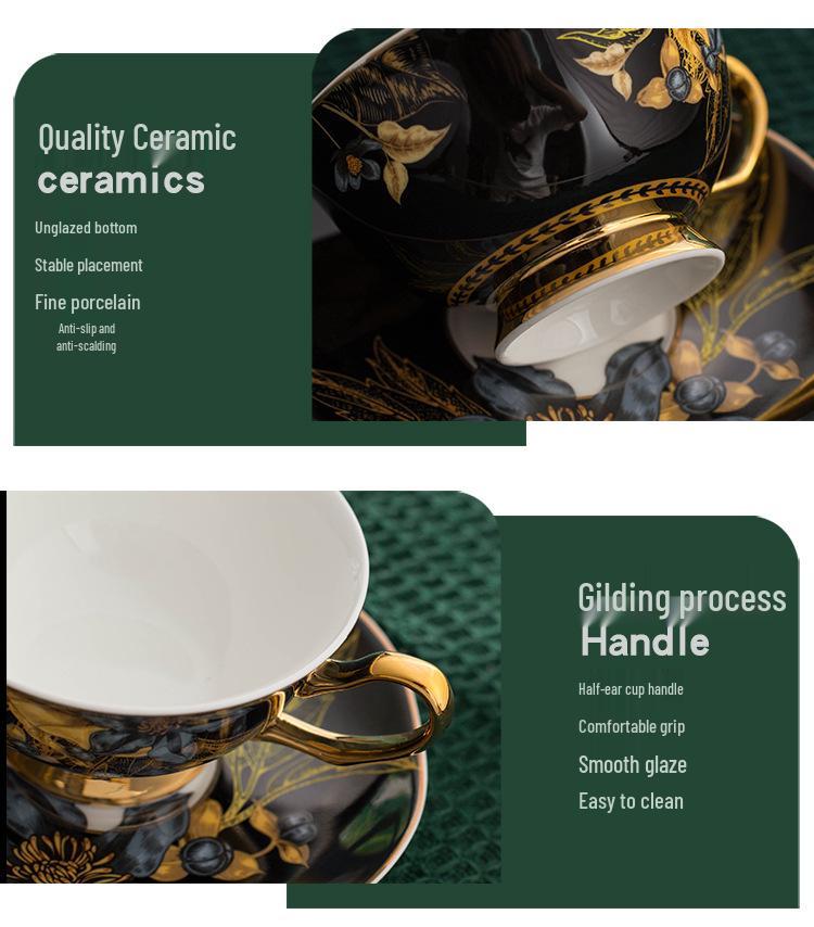 Vintage Luxury Bone China Coffee & Tea Cup Set - Elegant Ceramic Gift Pair
