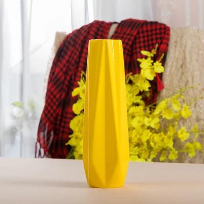 Yellow Color Ceramic Vase Big Size Flower Porcelain Vase Modern Fashion Tabletop Vase Home Wedding Christmas Decoration