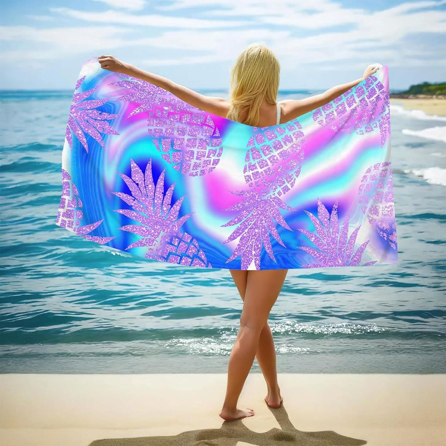 

Pineapple arts Beach Towel for Family stuffs friends Gifts Quick-Dry Sand free For Bath Yoga Tourism Beach GYM Camping Swimming W40*H60(CM)