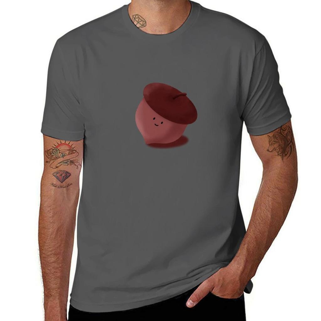 Happy Little Autumn Acorn Illustration T-Shirt Man Fashionable Comfortable Soft Breathable Summer Loose Sports Leisure Cotton T-shirt