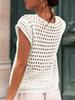 Women's Tie Front Crochet Shrug Short Sleeve Open Front Cropped Knit Cardigan