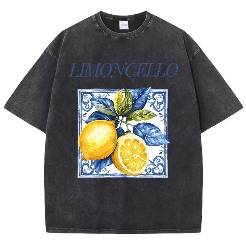 Printet Vasket T-shirt Herre Bomulds T-shirt Rund Hals Behagelig Streetwear Herre Afslappet Sommerbeklædning