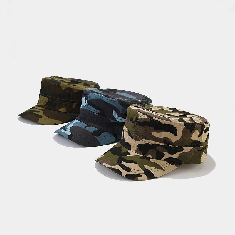 Camouflage Flat Top Military Cap For Outdoor Sun Protection, Spring Summer Forest Hiking Fishing Sun Hat