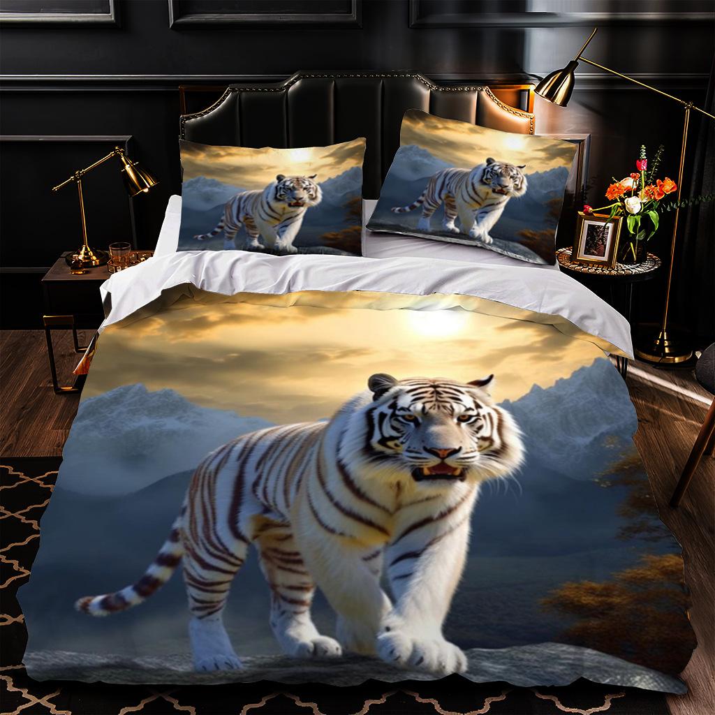 Realistic Tiger Printing Bed Three-Piece Set, Bedding, Digital Printing Bedding