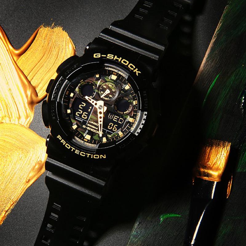 Casio Zegarki seria-GABA wodoodporność 200 metrów i odporność na wstrząsy mechanizm elektroniczny pasek żywiczny Japońskie i Koreańskie GA-100CF-1A9&BA-110TM-7A