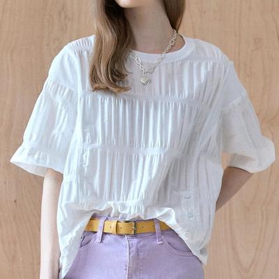 Knopfpunkt Geprägte Raffung Bluse Zc05qb031on