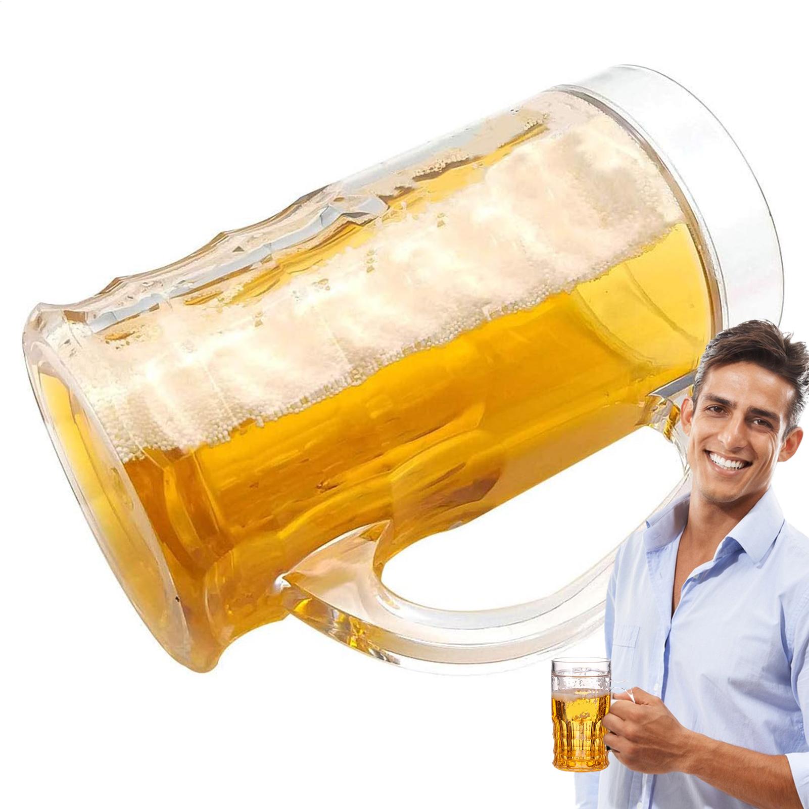 15OZ Double Layer Funny Fake Beer Mug Realistic Beer Mug With Handles Tricky Toys Creative Beer Model Prank Props CN