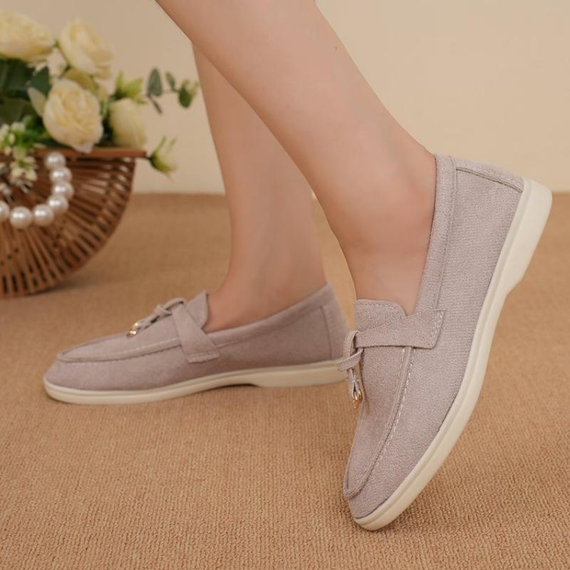 Summer Walk Loafers Women Flat Shoes Khaki Suede Leather Tassel Metal Lock Slip On Slippers Mules Driving Shoes Causal Moccasins