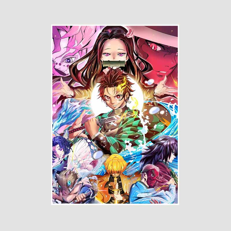 

Японский комикс фильм «Убийца демонов» поезд «Муген» аниме-постеры Kimetsu No Yaiba Белый бумажный постер Художественная роспись настенное украшение Фреска Домашний декор 30x21cm