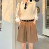 Women Summer Solid Color High-Waisted Wide-Leg Casual Suit Shorts Pants
