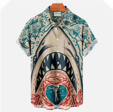 1116 Cool Cute Shark 1D Print Pattern Men's Shirt Street Casual Men's Shirt
