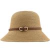 Summer Straw Breathable Flat Top Bucket Hat Ladies Celebrity Belt Buckle Fashion Sunshade Shade Hat