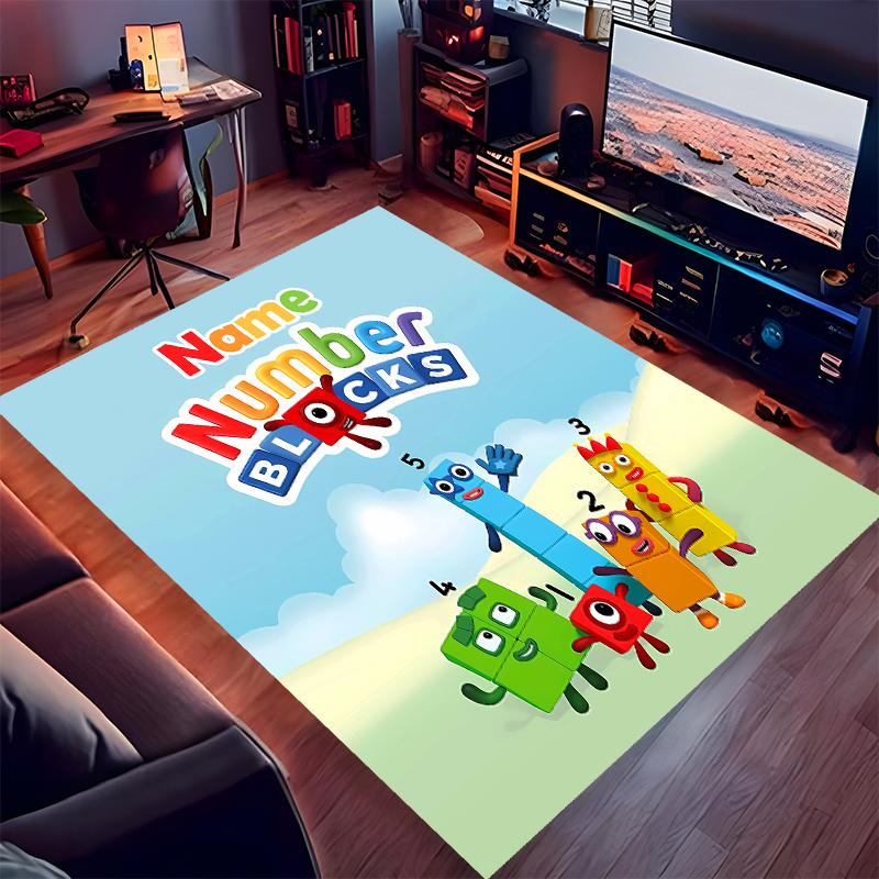 Tappeto Personalizzato con Stampa Numberblocks - Morbido, Lavabile, Antiscivolo, per Interni, Soggiorno, Casa e Ufficio, Tappeto Decorativo