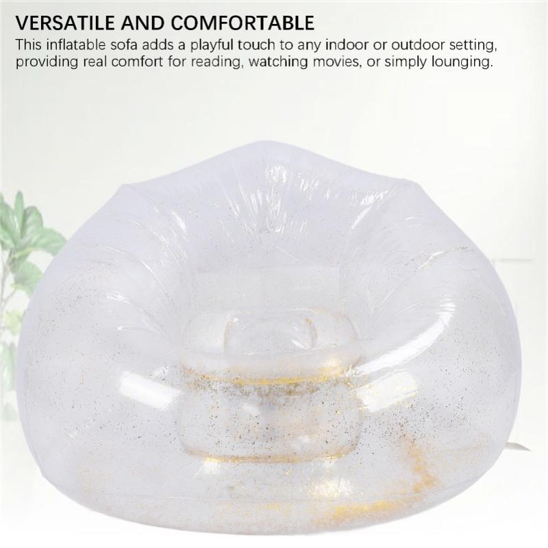 Inflatable Chair Comfortable Relaxing Transparent Ergonomic Space Saving PVC Blow Up Couch Chair