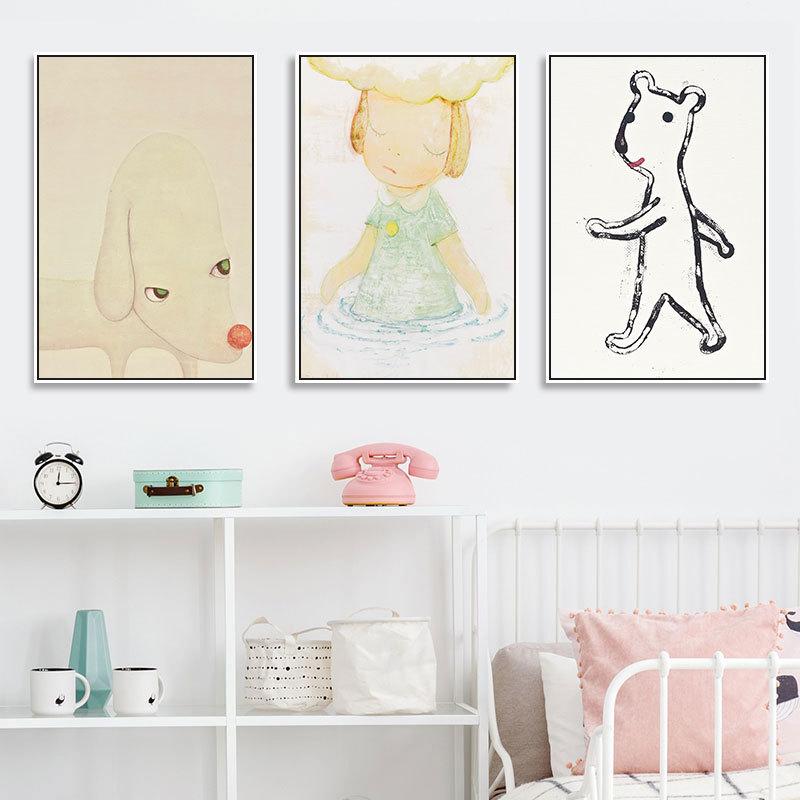 Yoshitomo Nara dekorative Malerei Mädchenzimmer japanischen Stil hängende Malerei Schlafzimmer Nachttisch kreative Cartoon Wandpuppe