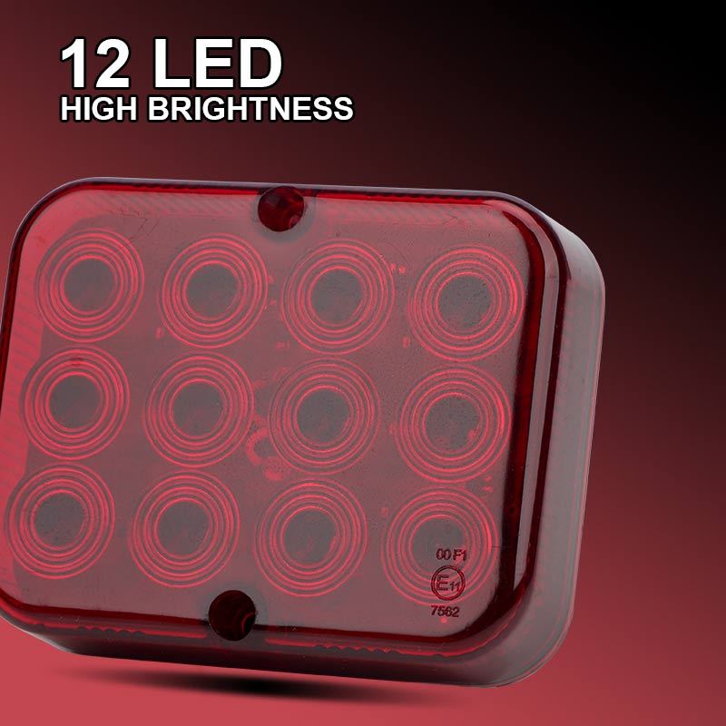 12V 24V 12 LED Rear Tail Light Fog Light Driving Lamps Safety Warning Brake Stop For Car Truck Trailer Boat Caravan Lorry Bus