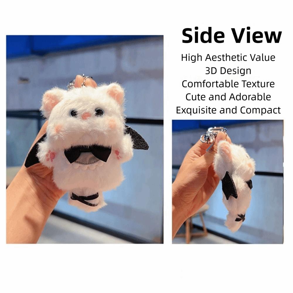 Anime Cute Cartoon Cat Plush Doll Toy Fluffy Black and White Simulation Cat Plush Toy DIY Soft Mini Plush Keychain Plush Toy