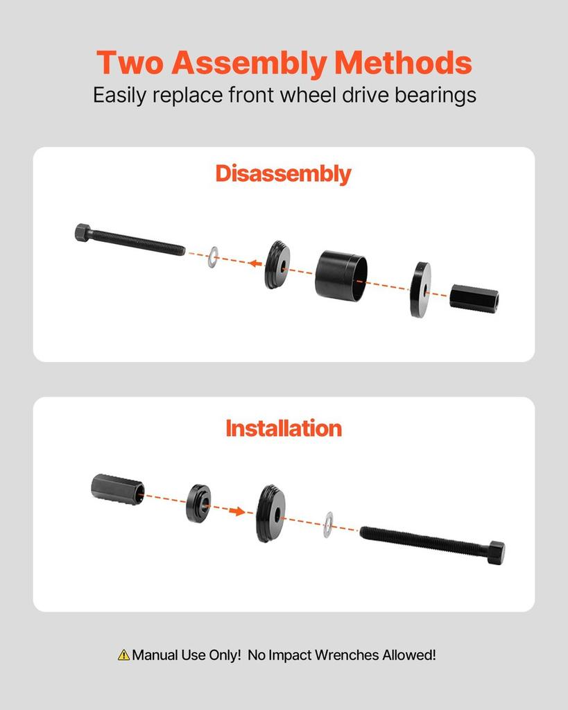 Wheel Bearing Press Kit, 23 PCS FWD Bearing Puller Tools, for Front Wheel Drive Bearing Removal and Installation, Wheel Bearing Tool with Sliding