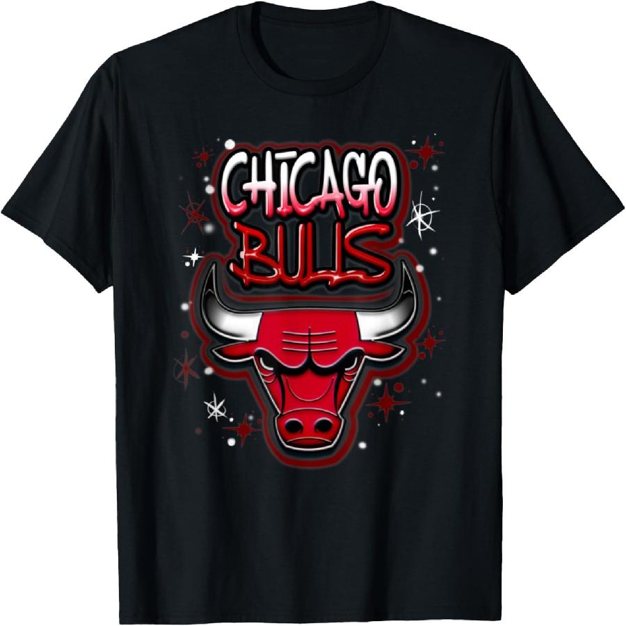 Футболка с аэрографическим логотипом Chicago Bulls S чёрный